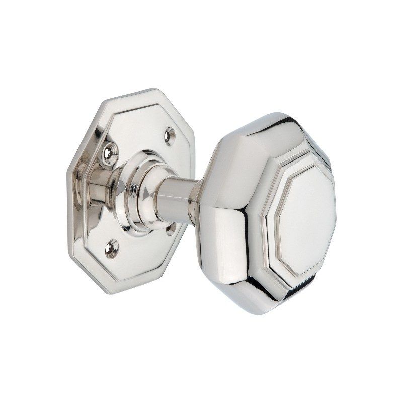 Polished Nickel Octagonal Mortice Door Knobs Home Decor