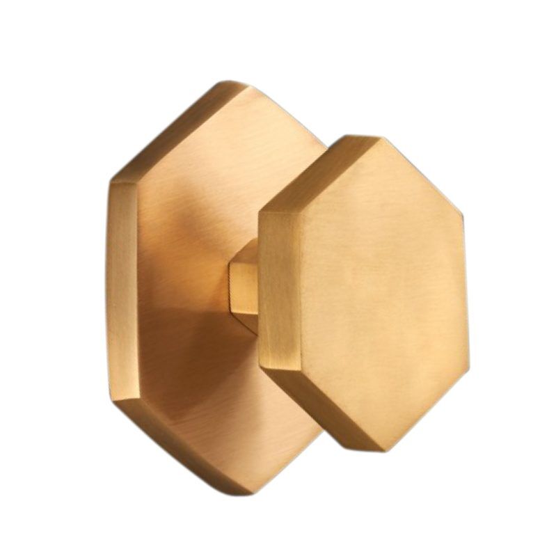 Satin Brass Hexagonal Centre Door Knob Home Decor