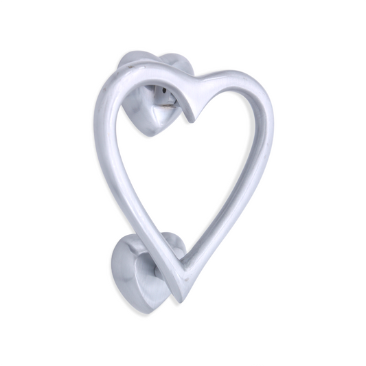 Satin Chrome Heart Door Knocker Home Decor
