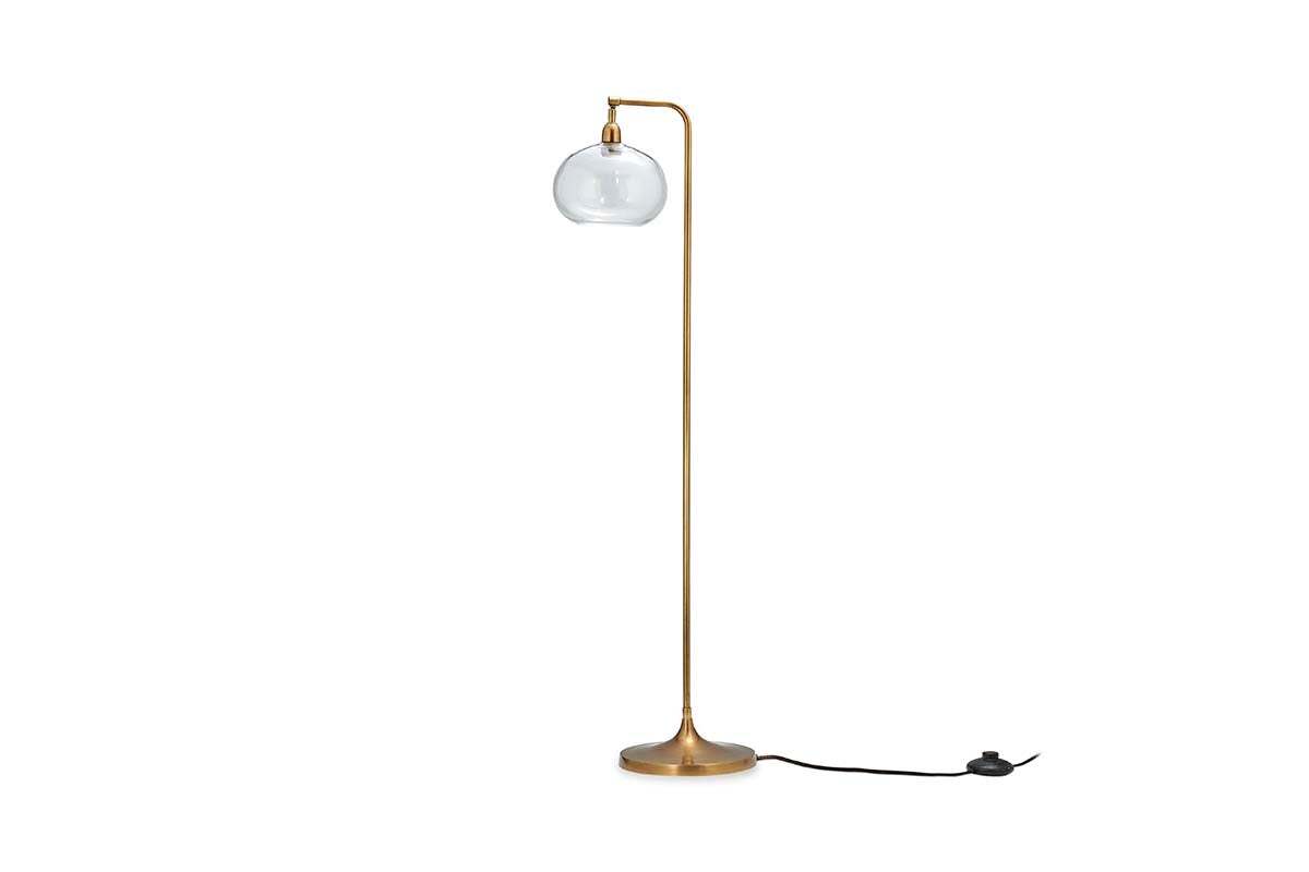 Mulia Glass Floor Lamp - Antique Brass
