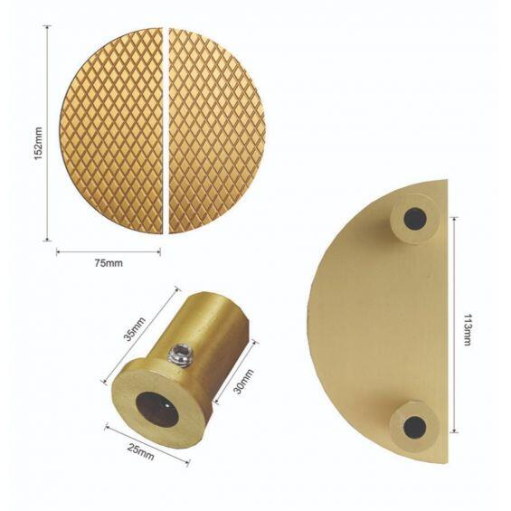 Diamond Half Moon Handles Satin Brass 150mm