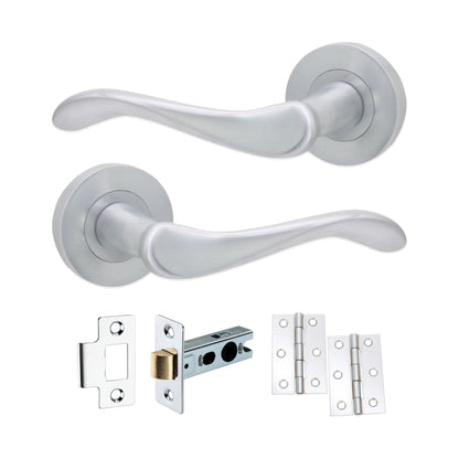 Satin Chrome Lever Door Handle Latch Pack Home Decor
