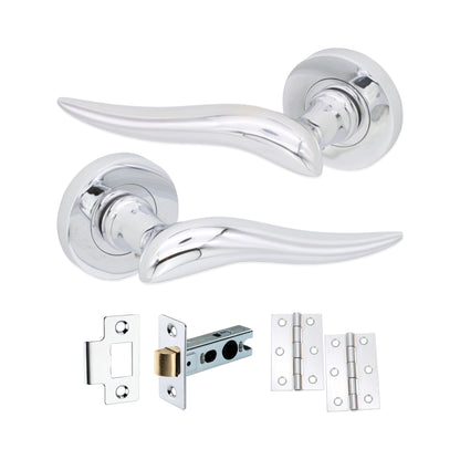 Polished Chrome Lever Door Handle Latch Pack Home Decor