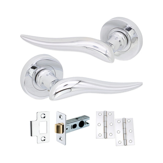 Flavia Lever on Rose Polished Chrome Latch Pack