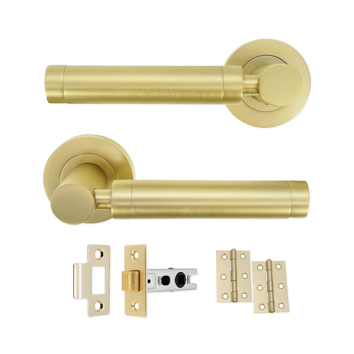 Satin Brass Lever Door Handle Latch Pack Home Decor