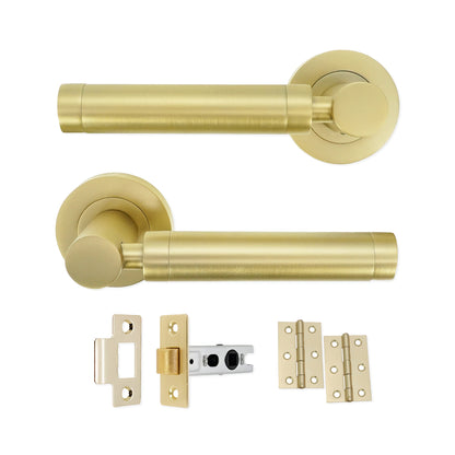Satin Brass Lever Door Handle Latch Pack Home Decor