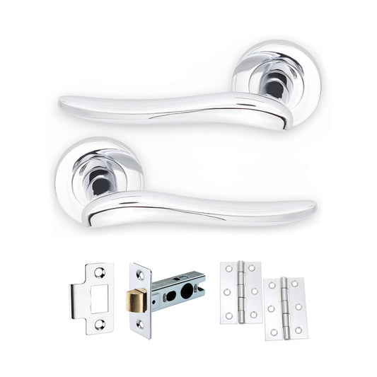 Senza Lever on Rose Polished Chrome Latch Pack