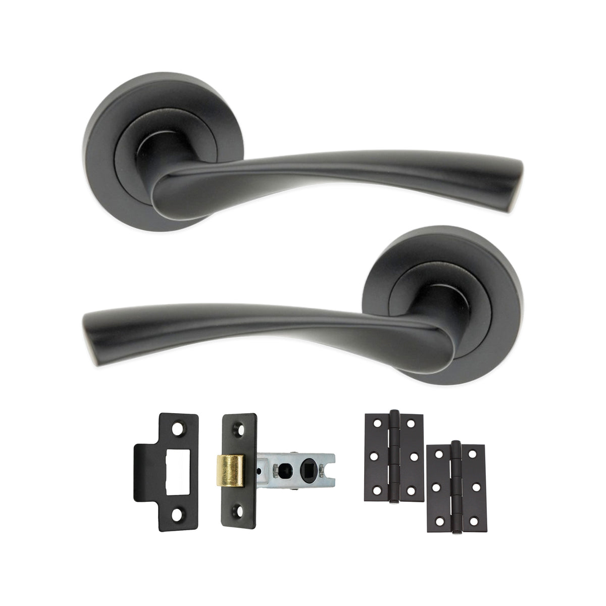 Matt Black Lever Door Handle Latch Pack Home Decor