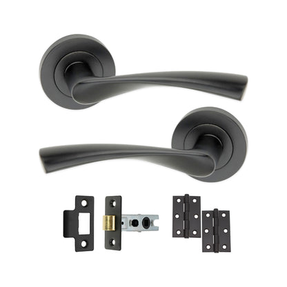 Matt Black Lever Door Handle Latch Pack Home Decor