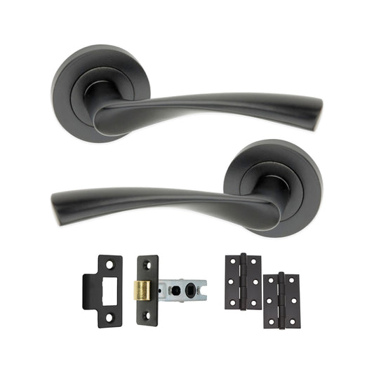 Mercury Lever on Rose Matt Black Latch Pack