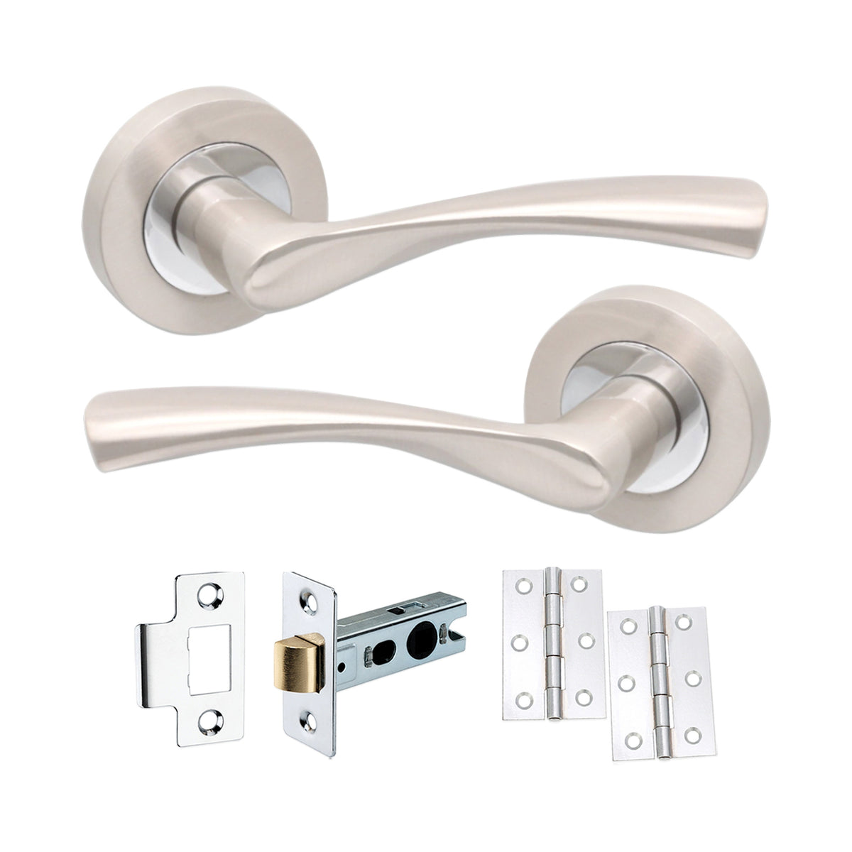 Dual Tone Lever Door Handle Latch Pack Home Decor