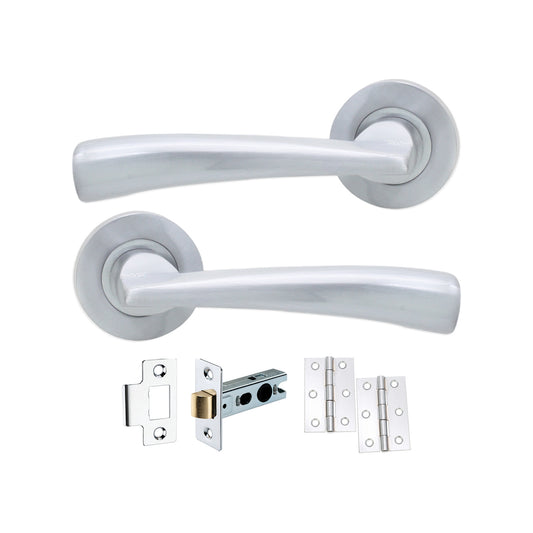 Leygo Lever Door Handle Satin Chrome Latch Pack