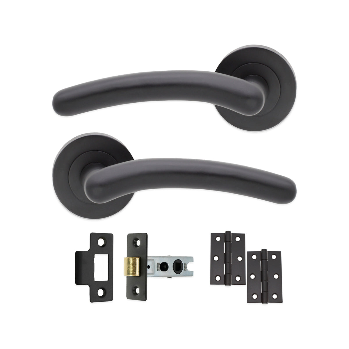 Matt Black Lever on Rose Latch Pack Home Decor 