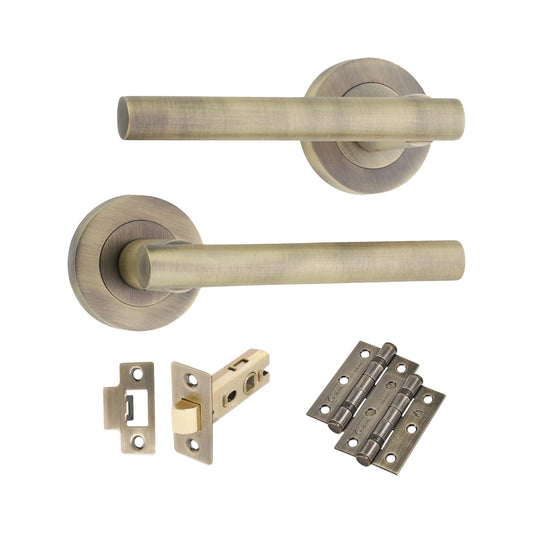 Jura Lever on Rose Matt Antique Latch Pack