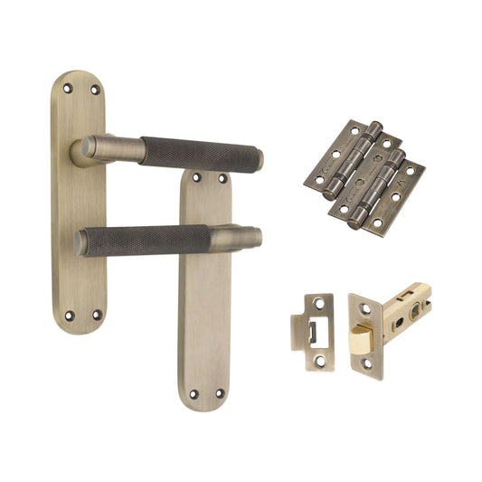 Connaught Knurled Lever on Backplate Latch Pack Matt Antique