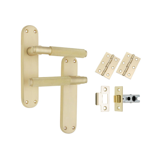 Connaught Knurled Lever on Backplate Latch Pack Satin Brass