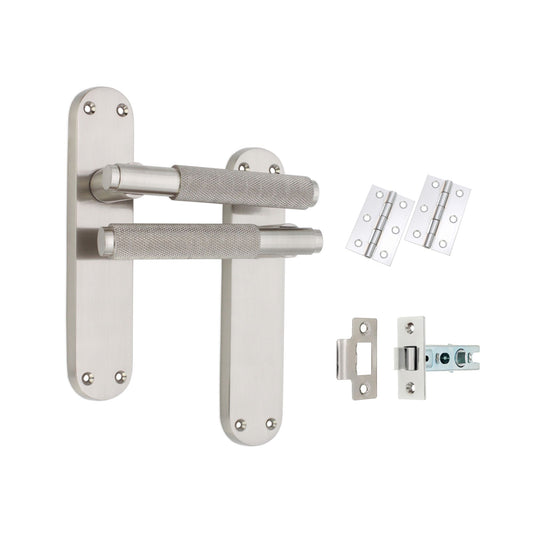 Connaught Knurled Lever on Backplate Latch Pack Satin Nickel