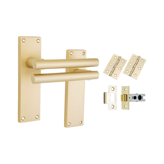 Jura Lever on Backplate Latch Pack Satin Brass