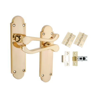 Oakley Lever on Backplate Latch Pack Polished Brass