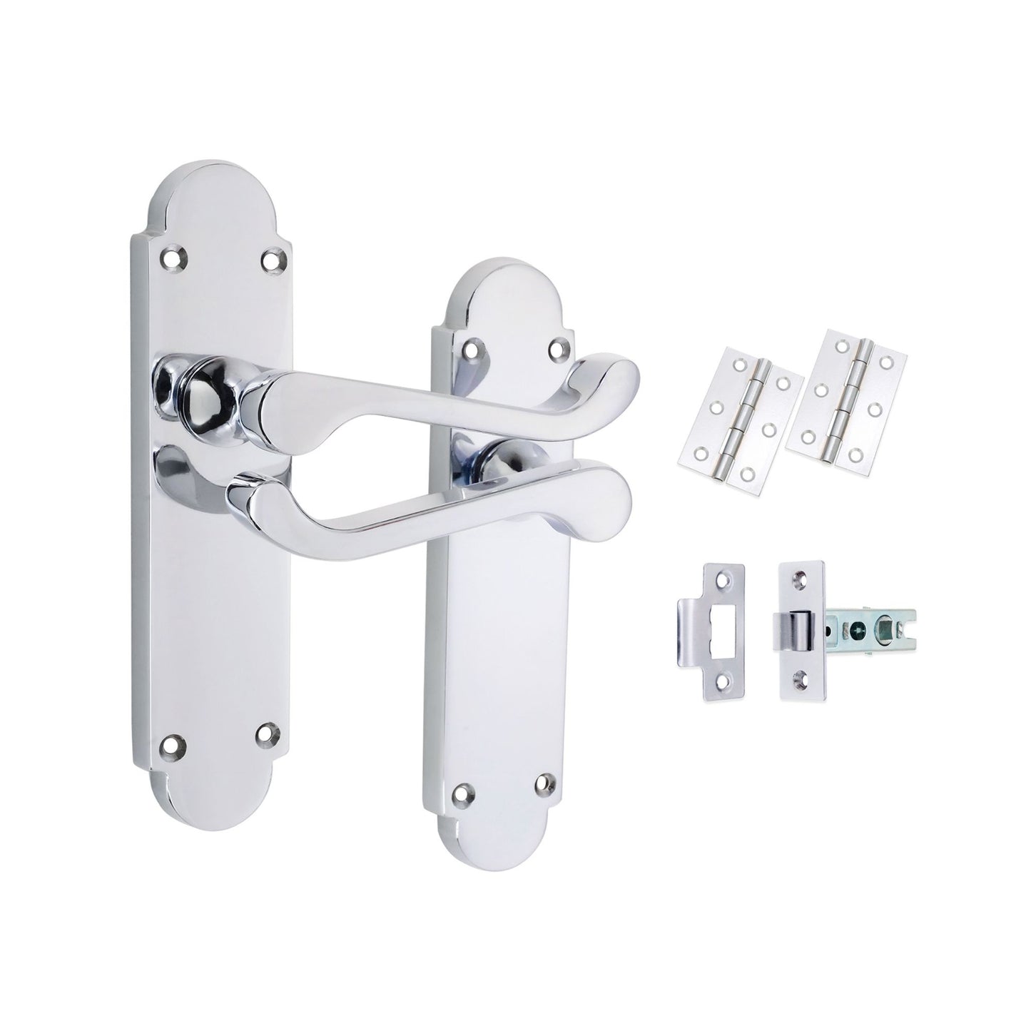 Polished Chrome Lever on Backplate Latch Pack Home Decor 