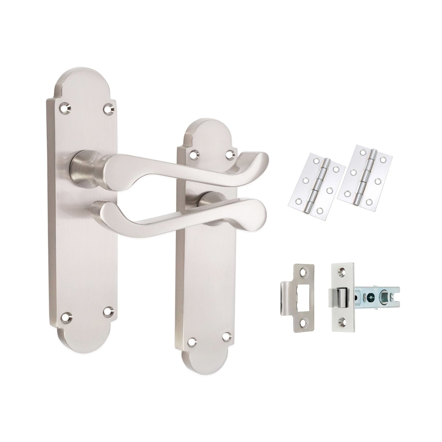 Satin Nickel Lever on Backplate Latch Pack Home Decor 