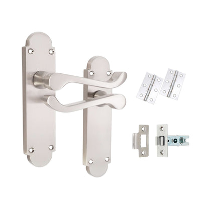 Satin Nickel Lever on Backplate Latch Pack Home Decor 