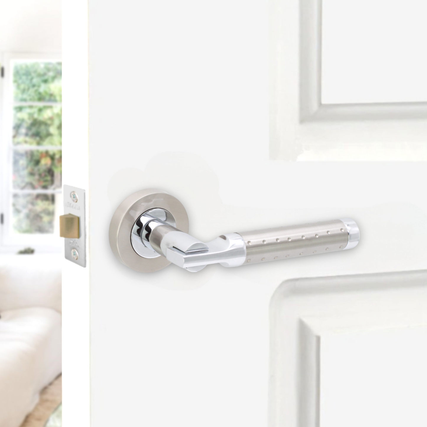 Dual Tone Lever on Rose Door Handle Home Decor  