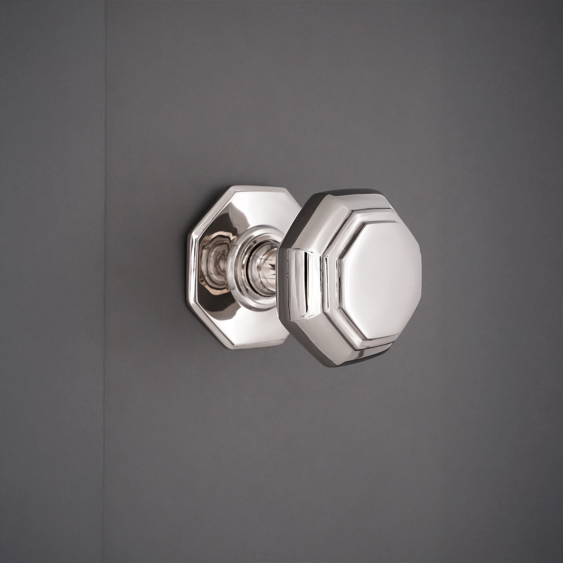 Octagonal Centre Door Knob Polished Nickel Home Decor