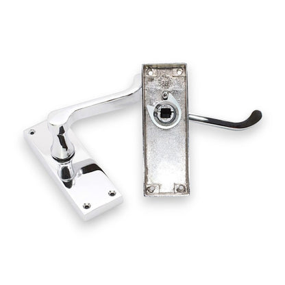 Victorian Scroll Latch Lever Handle 115mm Polished Chrome