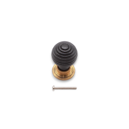 Ebonised Preston Small Cupboard Knob Aged Brass