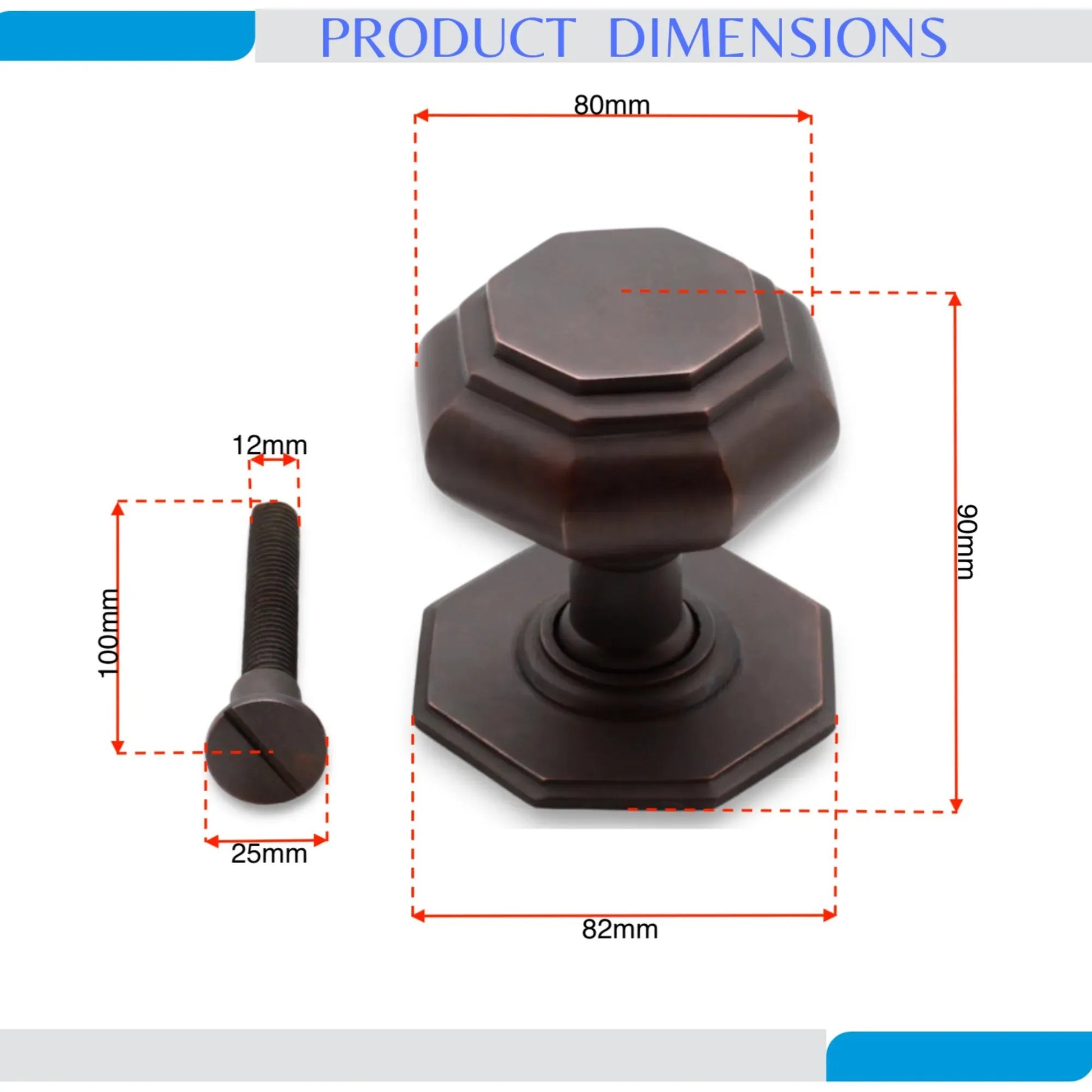 Octagonal Centre Door Knob Aged Bronze Home Decor