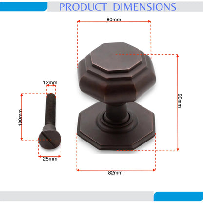 Octagonal Centre Door Knob Aged Bronze Home Decor