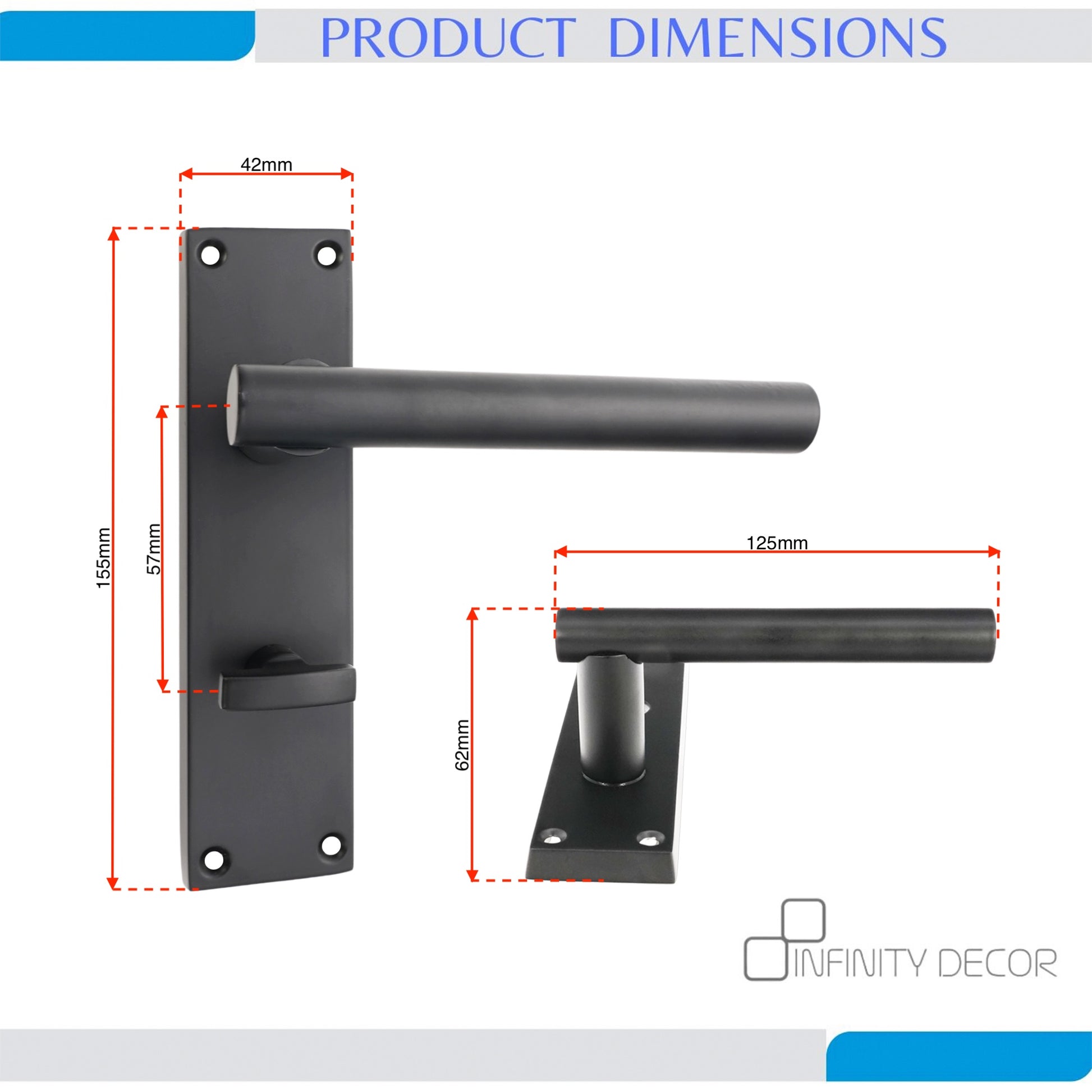 Matt Black Lever on Backplate Bathroom  Home Decor 