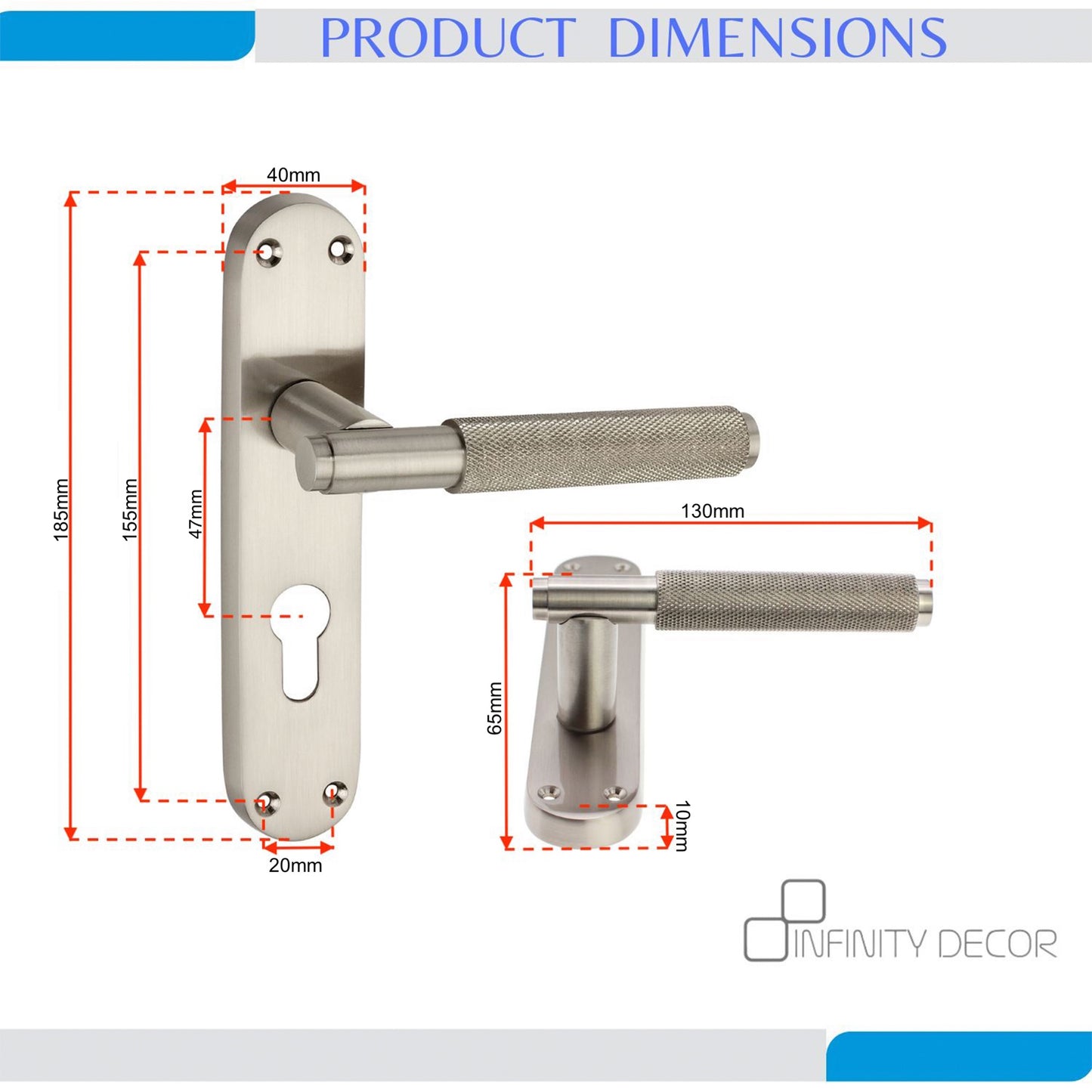Connaught Levier moleté sur plaque arrière Euro Nickel satiné