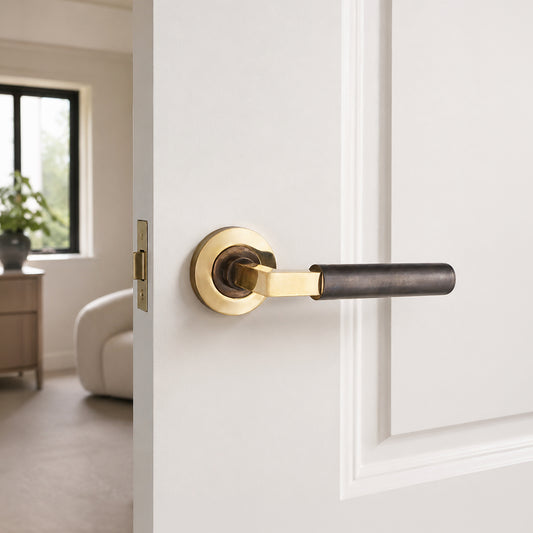 Opal Knurlmond Lever on Rose Aged Brass