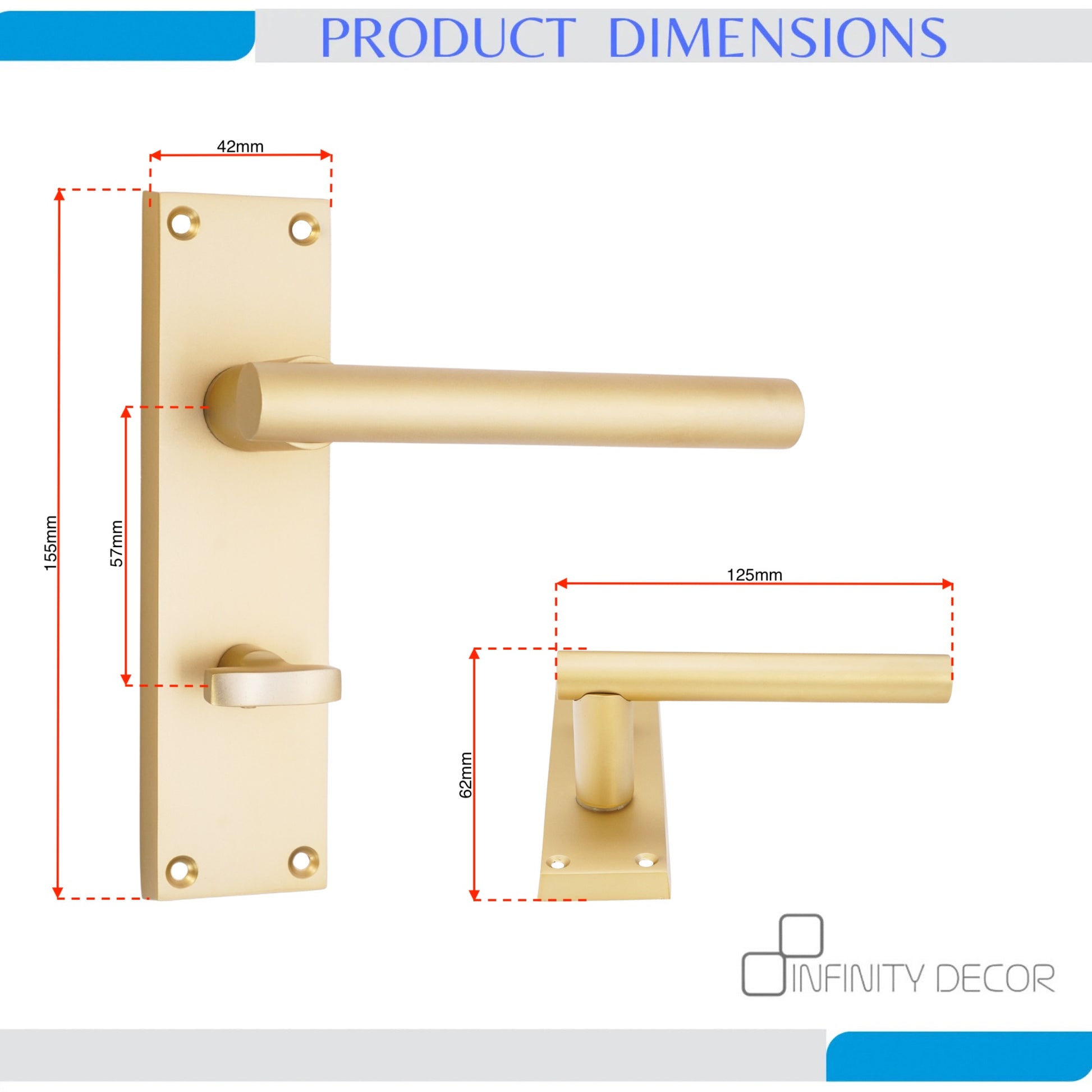 Satin Brass Lever on Backplate Bathroom More Decor 