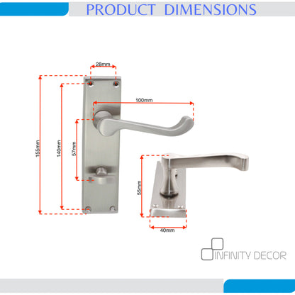 Victorian Scroll Privacy Lever Handle 150mm Satin Nickel