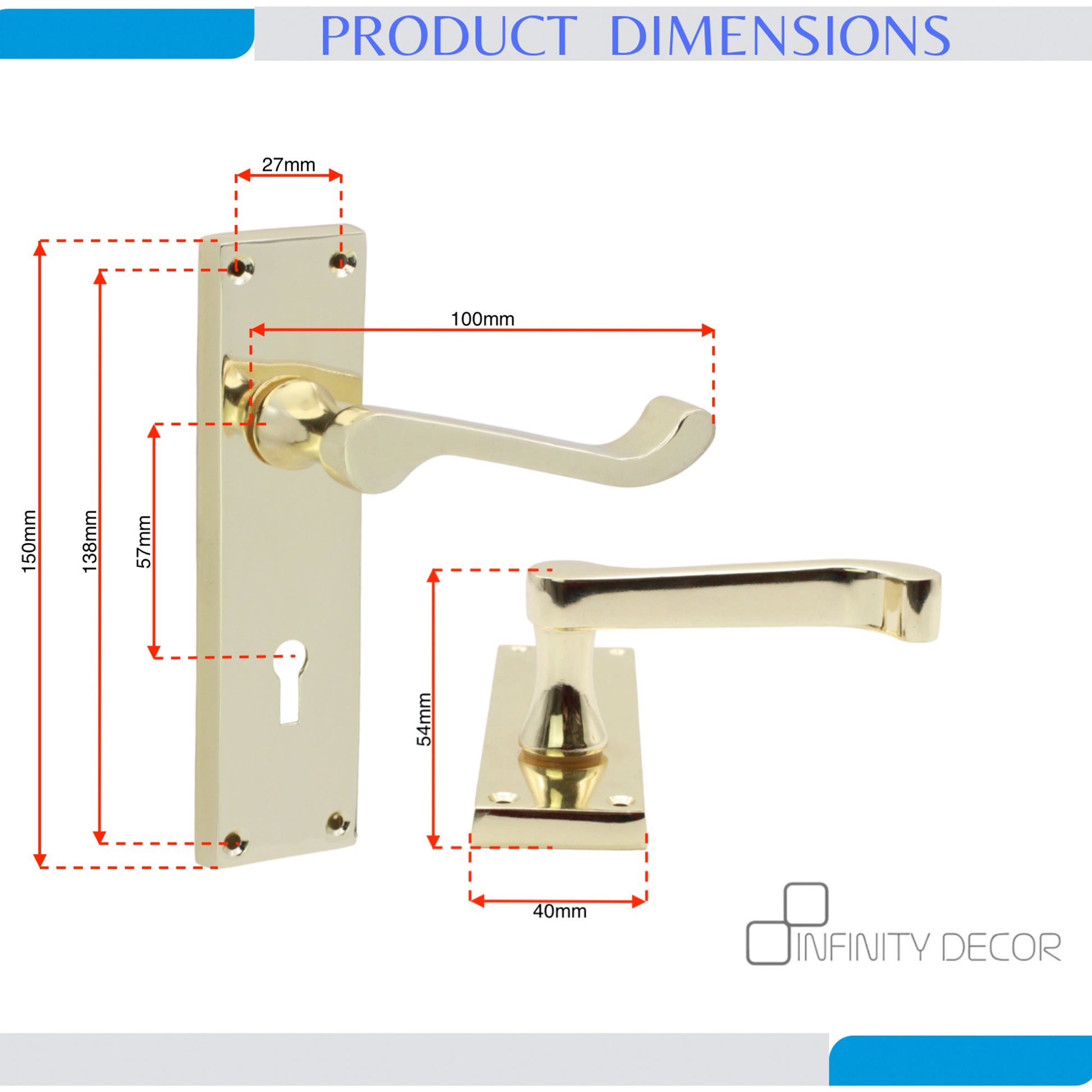 Polished Brass Lever on Backplate Door Handles Home Decor
