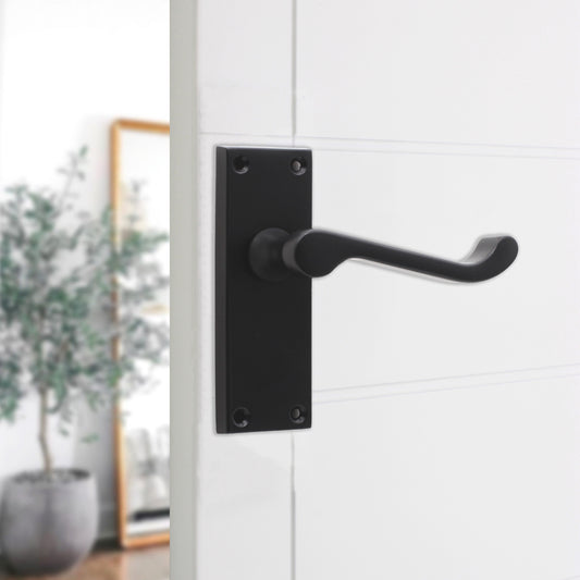 Poignée à levier victorienne à loquet à défilement 115 mm noir mat