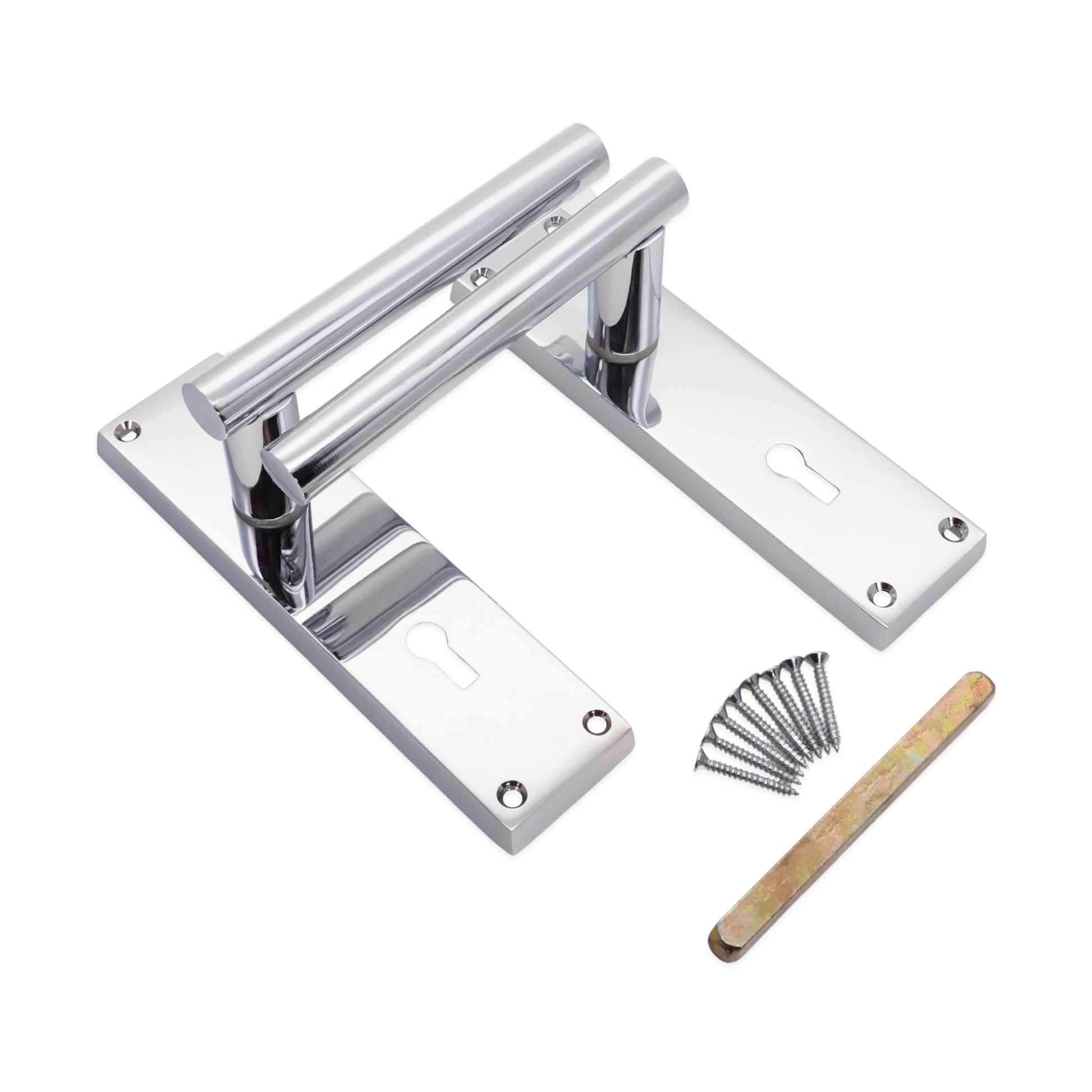 Polished Chrome Lever on Backplate Lock Door Home Decor