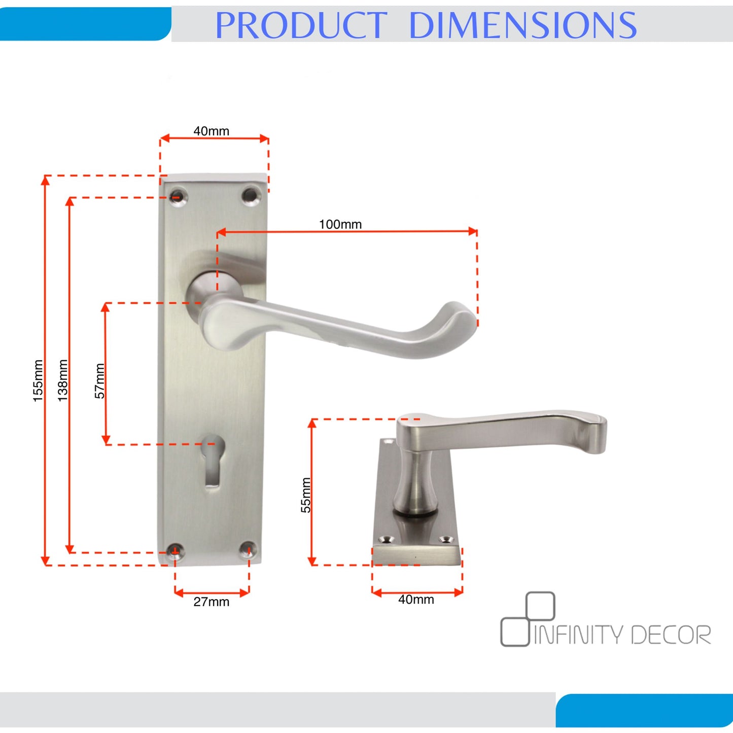 Lever on Backplate Door Handle Home Decor