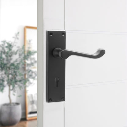 Matt Black Lever on Backplate Door Handles Home Decor