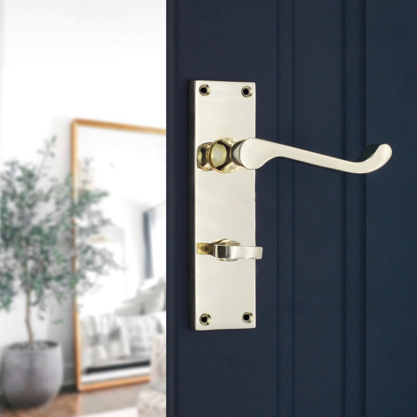 Polished Brass Victorian Scroll PRIVACY Lever Handle Home Decor  