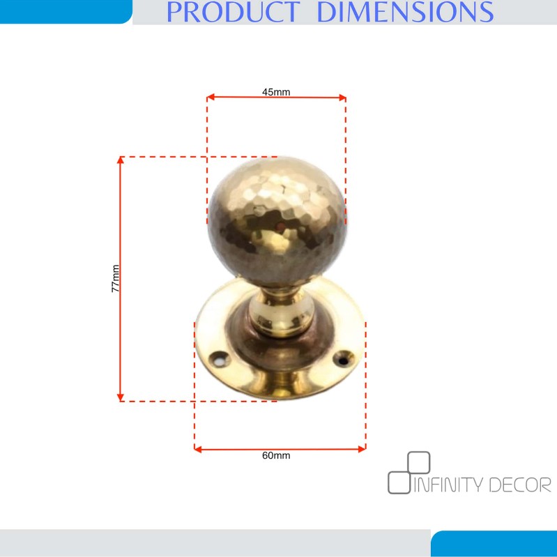 Bouton de porte à mortaise à bille martelée en laiton vieilli