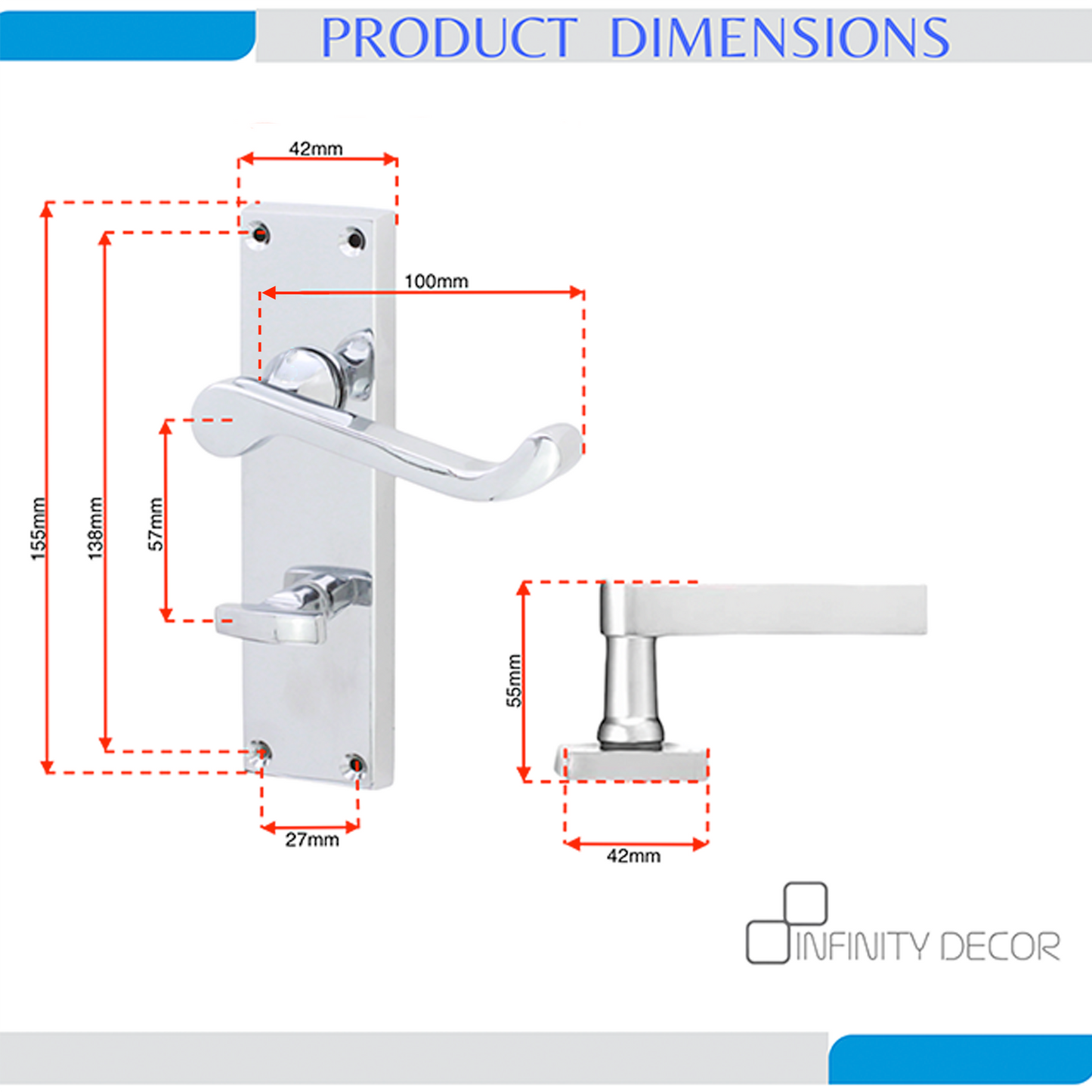 Polished Chrome Lever on Backplate Door Handle Home Decor