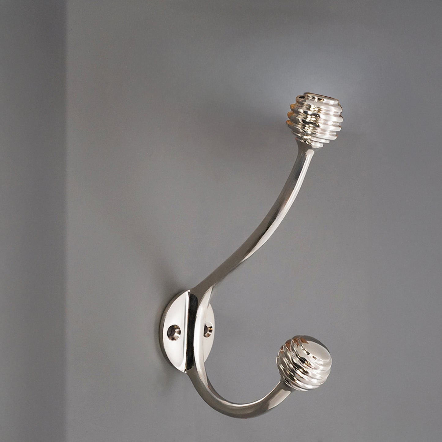 Beehive Twin Coat Hook Polished Nickel