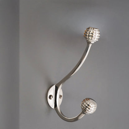 Beehive Twin Coat Hook Polished Nickel