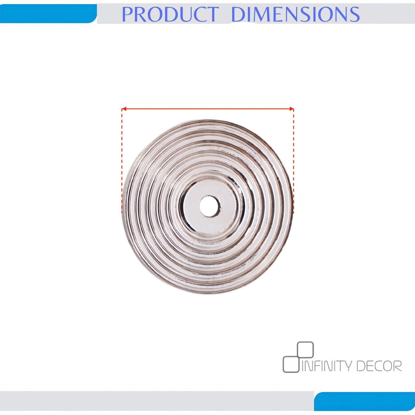 Reeded Round Backplate for Cupboard Knobs Polished Nickel