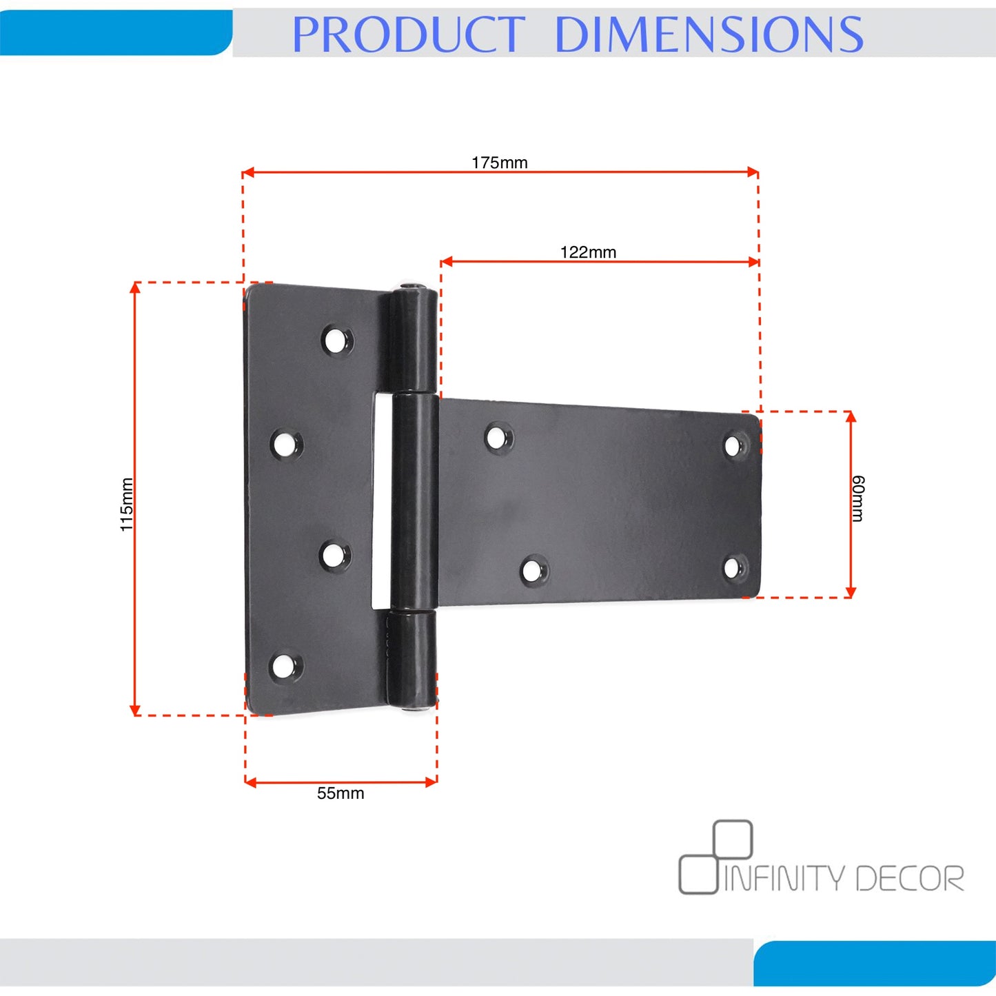 Black Decorative Square Hinge Home Decor