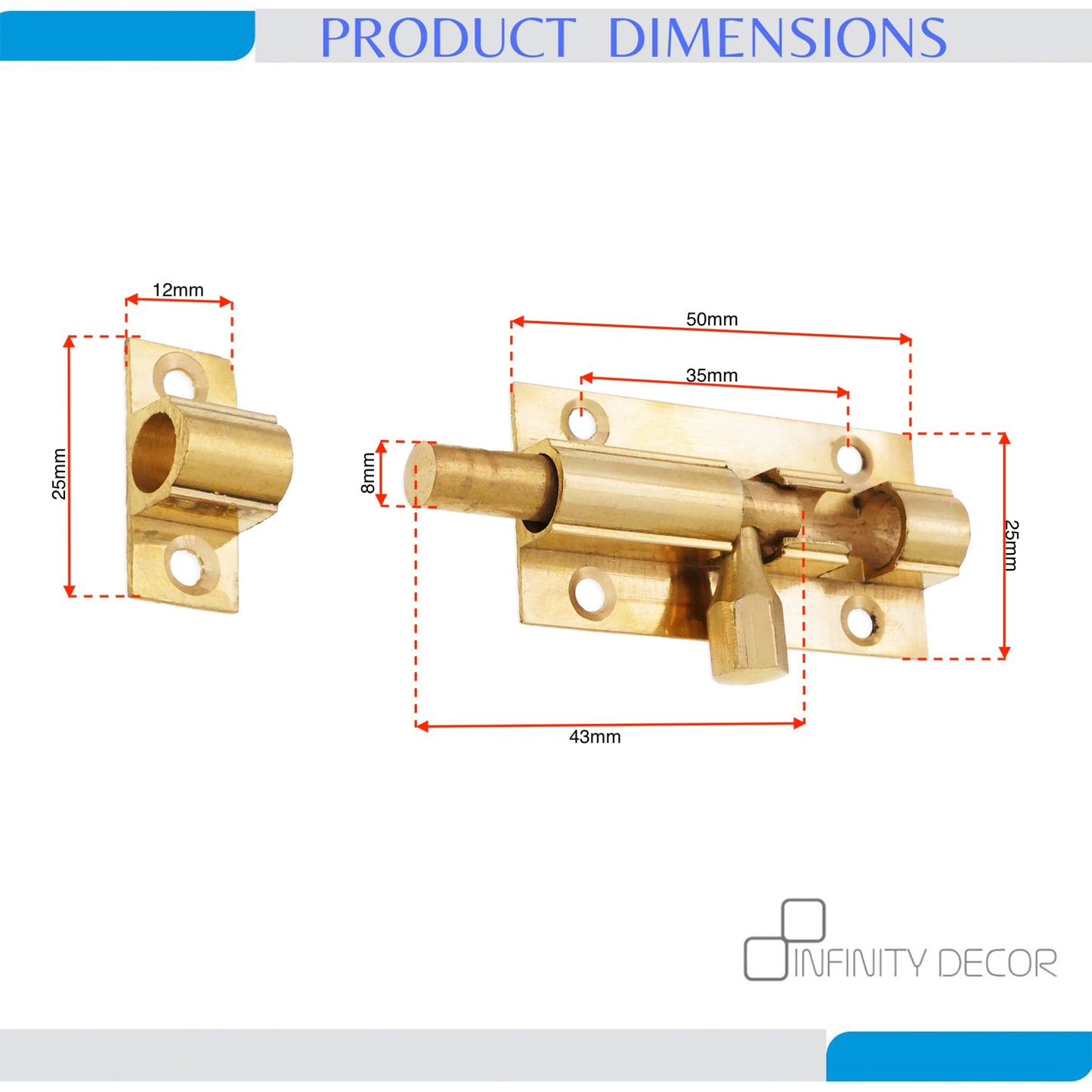 Polished Brass Barrel Bolt Home Decor